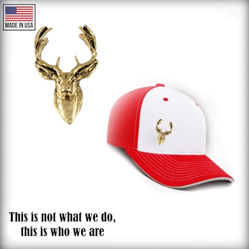 Whitetail Deer Head Pin, Gold Plated, MG007, 1.5 Inches, Handmade in the USA, Realistic, Buck, Metal, Hat Pin, Lapel Pin, Brooch, Gift, Over 3100 Wildlife Designs.3