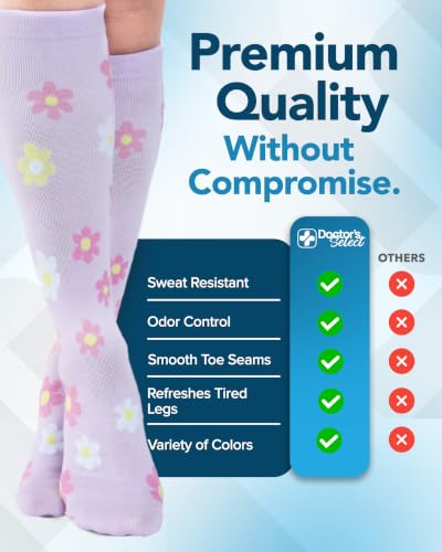 Image of Doctor's Select Bamboo Viscose Light Compression Socks for Women & Men - 3 Pairs, 8-15 mmHg Compression Socks, Knee High