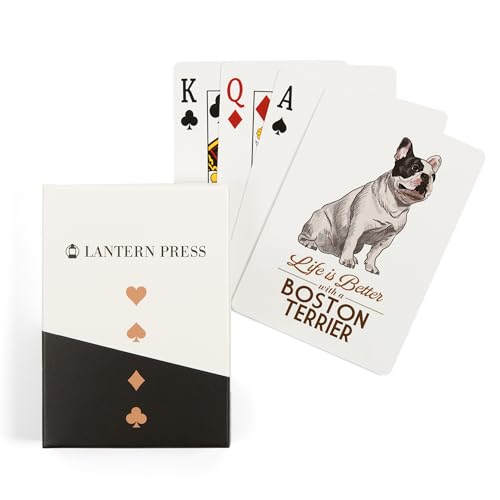 Lantern Press Boston Terrier, naipes póker 52 piezas