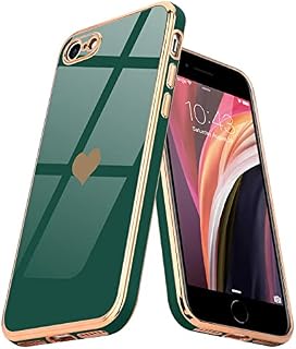 Teageo for iPhone SE 2022 Case iPhone 8 iPhone 7 iPhone SE 2020 Phone Case Cute Heart Pattern for Women Girls Slim Luxury Bling Plating Soft TPU Shockproof Bumper for iPhone 7/8/SE 2/SE 3, Lavender