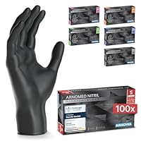 ARNOMED Einweghandschuhe 100 Stück/Box, Schwarze Einmalhandschuhe S, puderfreie & latexfreie Nitrilhandschuhe, Handschuhe in Gr. S, M, L & XL verfügbar