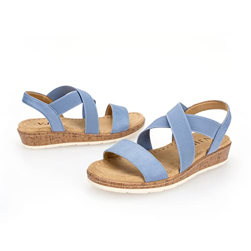 Image of VJH confort Women's Flat Sandals, Comfort Slip-on Elastic Ankle Strap Slingback Light Weight Casual Walking Sandals