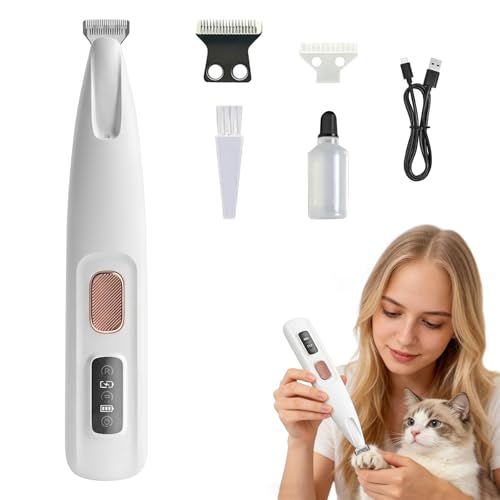 Tondeuse Chat, Tondeuse Pour Chat, Tondeuse Électrique De Précision Ultra-Silencieuse, Lames Sûres et Hypoallergéniques, Ne Blessera Pas Votre Chat, USB...