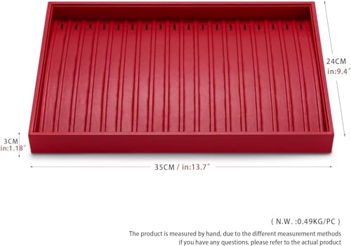 Luxury Leather Jewelry Tray Necklace Display Tray Jewelry Organizer Drawer Necklace Bracelet Holder Organizer Tray Stackable Jewelry Trays Necklace Bracelet Display Storage (Red)