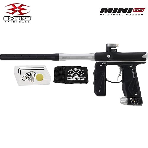 Image of Maddog Empire Mini GS Electronic Full Auto Paintball Gun Marker w / 48 /3000 HPA Paintball Tank & Empire Halo Too Electronic Paintball Loader Starter Package - Dust Black /Silver - 2pc Barrel
