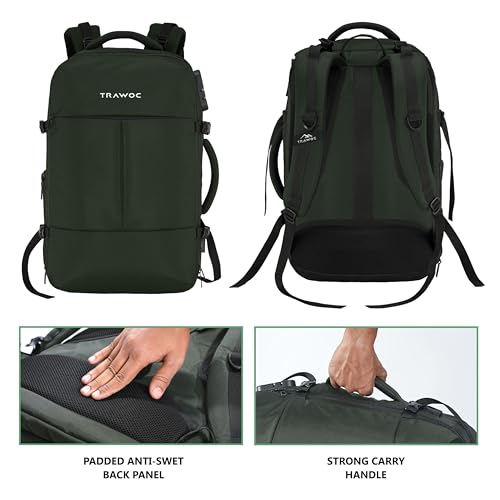 Image of TRAWOC 45L Laptop Backpack TPB01 | Unisex Office & Travel Bag with Anti-Theft Lock, Expandable Storage, USB Charging, Suitcase-Style Opening & 3-Year Warranty