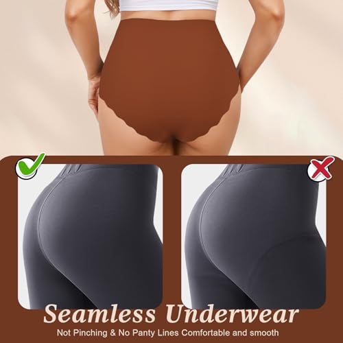 Seamless Underwear for Women, Mid High Waisted Tummy Control Ladies Briefs Full Coverage No Show Bikini Panties 6 pack2