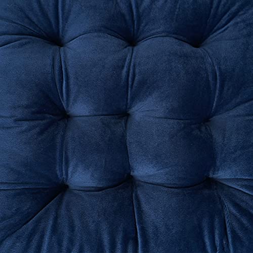 Elfjoy Set Of 4 Square Chair Pads Indoor Seat Cushions Pillows With Ties Thick Soft Seat Cushion For Kitchen Dining Office Chair (18.8", Navy1) #TOP1