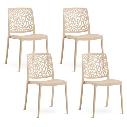 SIEDITI FUORI E DENTRO Chaises de Jardin en polypropylène avec Fibre de Verre, chaises empilables pour extérieur ou intérieur, Design Moderne et Naturel -...