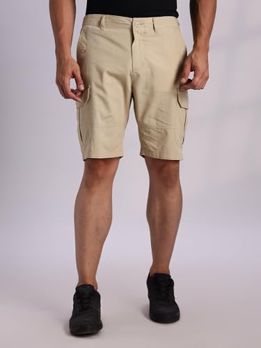 Image of Thomas Scott Men's | Regular Fit | 100% Cotton | Solid | Breathable Lightweight | 6-Pocket Cargo Shorts | Cricket Club Collection