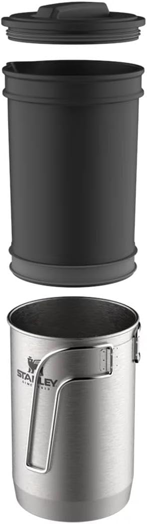 Stanley - Prensa Francesa Adventure Boil + Brew, aço inoxidável compacto, aquece água e sopa, ideal para acampamentos, 900 ml