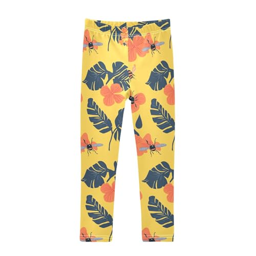 KLL Bees on Yellow Toddler Girl Legging Comfortable Full Length Athleisure Pants Exercise