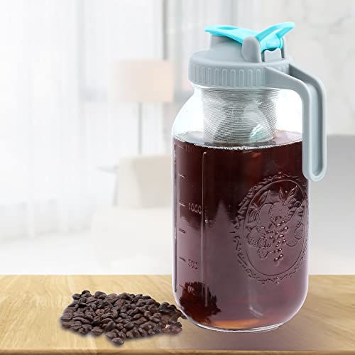 Mason Jar Cold Brew Kaffeemaschine, 1,8 l, breite Öffnung, kaltgebrühter Krug mit Brühfilter für Kaffee, Eistee… – Bild 7