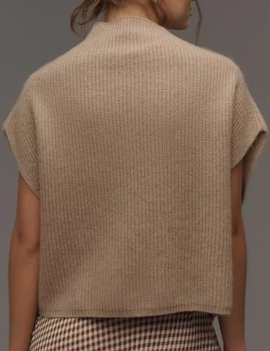 Women Oversized Ribbed Sweater Vest Mock Neck Sleeveless Sweater Pullover Casual Knit Tank Top3