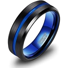 TRUMIUM 8mm Mens Wedding Ring Tungsten Centre Groove Beveled Edge Matte Brushed Comfort Fit Size 6-14