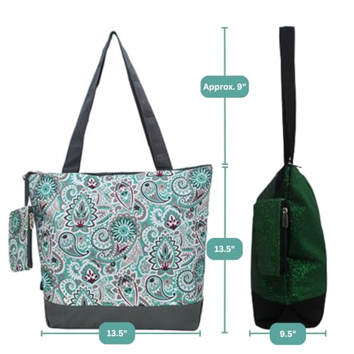 Image of NGIL Medium Top Zipper Closure Canvas Tote Bag with Attached Matching Coin Purse For Moms and Nurses