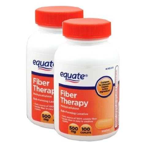Equate Fiber Therapy 500mg Two 100ct Bottles Cover