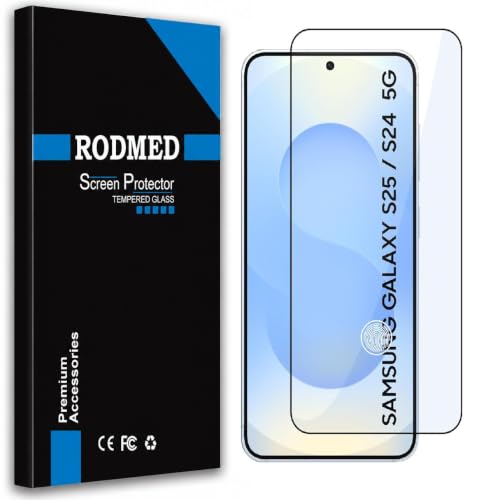 Image of RODMED 100% Fingerprint Unlock Military-Grade Gorilla Tempered Glass for Samsung Galaxy S25 5G with Edge to Edge Coverage - Case Friendly, Anti-scratch and Bubble free With installation kit