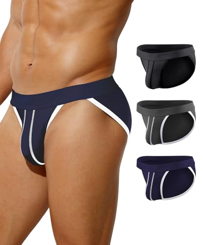 Arjen Kroos Mens Briefs Breathable Sexy Mesh Briefs Underwear Low Rise Underpants Wicking-Moisture Underwear 3 Pack