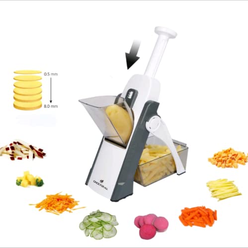 Once For All Safe Mandoline Slicer 5 In 1 Vegetable Cutter, Strips Julienne Dicer Adjustable Thickness 0.1-8 Mm For Kitench Fast Meal Prep (Gray) #TOP1