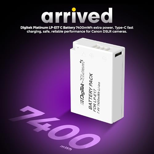 Image of Digitek Platinum (LP-E17 C) 1250mAh Li-ion Battery with Type-C Interface, for Canon EOS 750D Rebel T6i, T7i, EOS 760D, T6s, EOS 800D, EOS 77D, EOS 850D, Rebel T8i, EOS M3, EOS M5, EOS M6, EOS RP