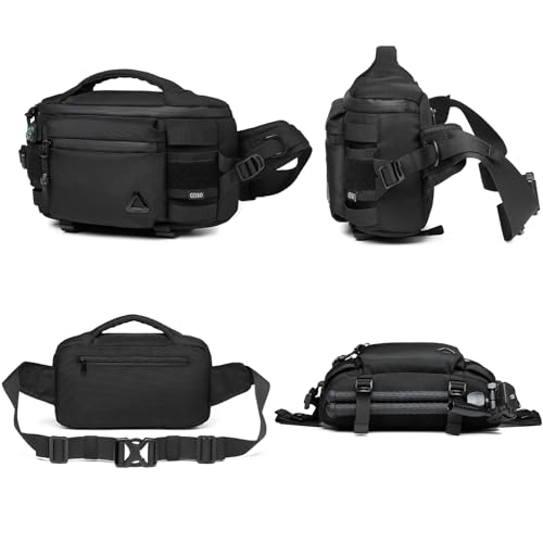 Sling Backpack Crossbody Sling Bag Chest Bag Daypack Fanny Pack For Men Women Waterproof Casual Pack Sling Bag for Tactical Outdoors Hiking Traveling Running Sport Work (Black)4