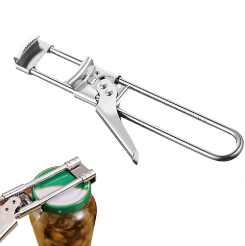 Adjustable Stainless Steel Jar Opener –Jar Openers for Seniors with Cap Crack Opener and Gripper, Easy Lid Remover