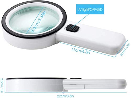 Image of ZURATO Magnifying Glass 30X, Large Magnifier with Light, LED Illuminated & Handheld, Premium High Power Magnify Glass for Reading Books, Newspaper, Seniors, Macular Degeneration, Stamps