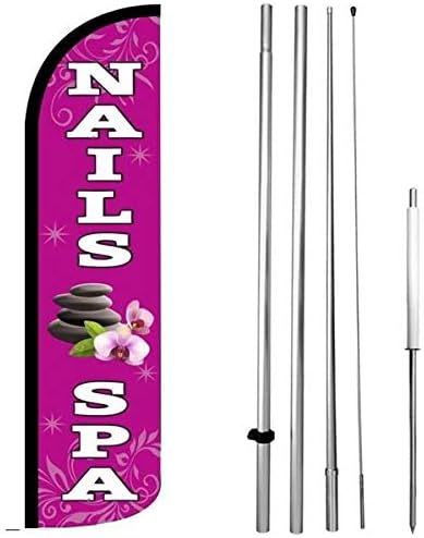 4 Less Co NAILS & SPA - Windless Feather Swooper Flag Banner Sign Kit pz-h