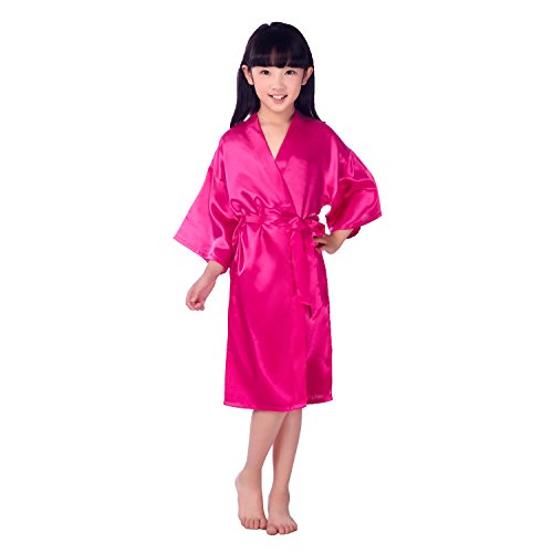 Cuteon Kids Girl's Satin Silk Kimono Robe, Dressing Gown Bathrobe Nightwear For Spa Wedding Birthday Cosplay Party Dress #TOP20