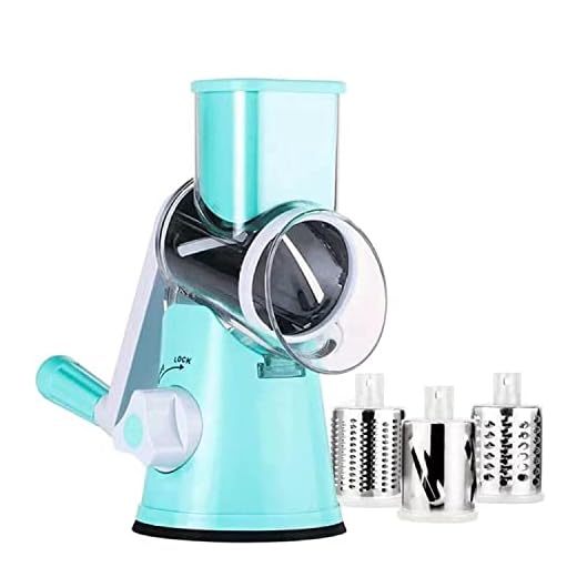 Manual Rotary Cheese Grater - Round Mandoline Slicer with Strong Suction Base, Vegetable Slicer Nuts Grinder Cheese Shredder (Rotary Grater -Blue)