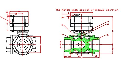 Vanne à bille motorisée DN20 3 voies laiton AC110-230V de régulation eau
