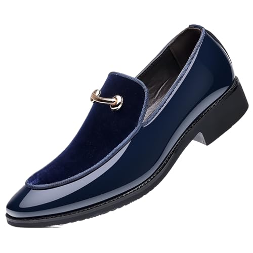 Dress Shoes for Men Men's Faux Patent Leather Loafers Stylish Business Moccasins for Spring Autumn, Perfect for Weddings