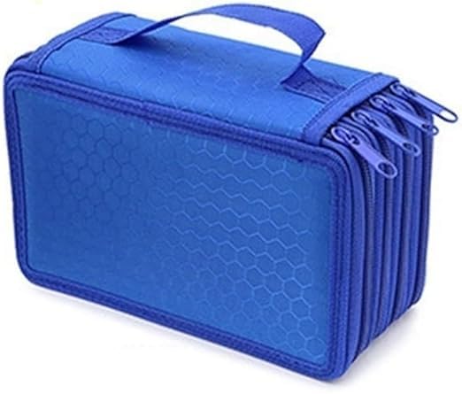 Estojo escolar grande com 4 divisórias organizador caneta lápis capacidade 72 peças portátil (Azul)