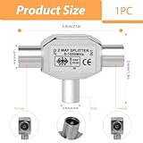 TV Aerial Splitter 2 Way (1 Male to 2 Female), Digital Signal Antenna Splitter T/F Type Adapter Connector Socket to RF Coax Aerial Adapter for Ariel Coaxial Cable Shielded Metal Housing in Argent - Image 2