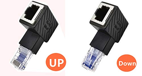 Adaptador Ethernet RJ45 ángulo 90° Cat5e/Cat6 2 unidades miniatura 2