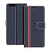 Produktbild COODIO Handyhülle für Huawei P10 Handy Hülle, Huawei P10 Hülle Leder Handytasche für Huawei P10 Klapphülle Tasche, Dunkel Blau/Rot
