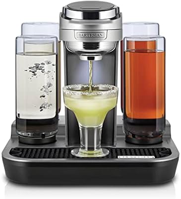 Bartesian Professional Cocktail Machine and Margarita Maker - High Capacity Bar Cocktail Mixer with 5 Premium Glass Bottles for Parties and Entertaining - Push-Button Technology and Easy Clean Design