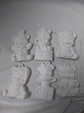 Bear Ornaments Asst #1set of 6 Ready to Paint Ceramic Bisque