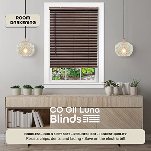 Image of PowerSellerUSA Achim Home Furnishing Cordless GII Luna 2 inch Slat Mahogany Venetian Window Blinds 39 inch W x 64 inch L