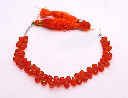 Carnelian Tear Drops Beads, Carnelian Cut Drops Briolettes Gemstone | 5x8MM 6 inches Strand | Carnelian Faceted Side Drilled Tear Drops Bead