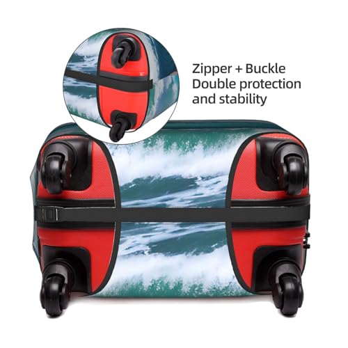Housse de protection élastique pour bagage blanc imprimé vagues XL - 4