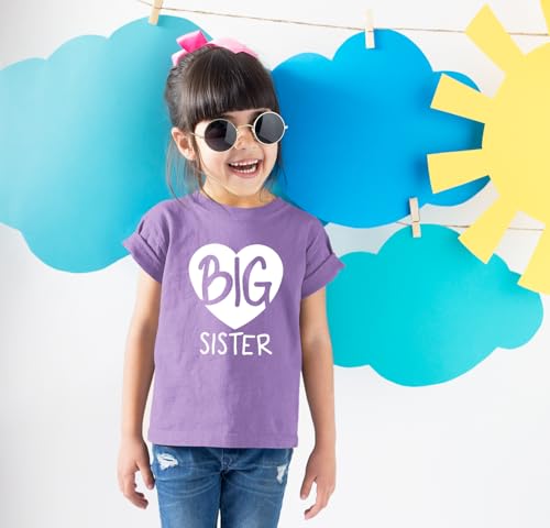 Image of Big Sister Shirt Heart Big Sister Announcement Shirt Toddler Girl Promoted Outfit Baby Girls tee