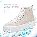 Obtaom High Top Platform Sneakers Women Mid Calf Play Canvas Shoes Washed Platform Skate Skateboard Shoe Casual Canvas Fashion Sneakers(Beige,US7)