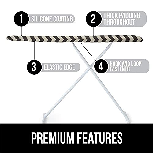 Gorilla Grip Ironing Board Cover And Laundry Basket, Ironing Board Cover Size 15X54 In Chevron Black Linen, Laundry Basket 15 L X 28 H In Black, 2 Item Bundle #TOP2