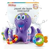 Nuby - Jouet de Bain pour Bébé - Pieuvre Intéractive Flottante avec Anneaux de Bain - J...