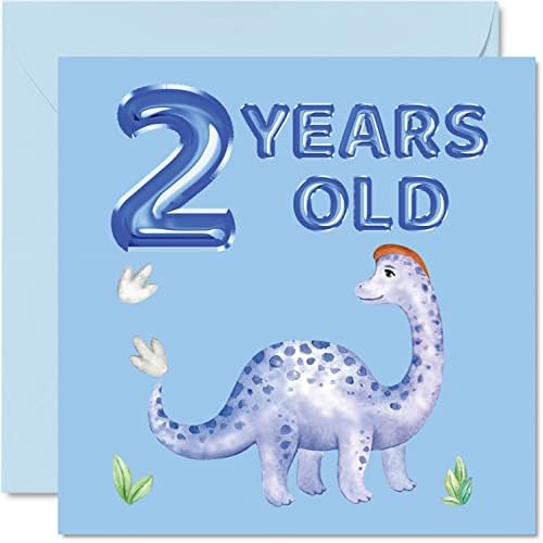 3rd Birthday Card - Dinosaur & Balloons - Happy Birthday Card 3 Year Old Boy, Boys Birthday Cards for Him, 145mm x 145mm Greeting Card for Son Nephew Grandson Kid Children