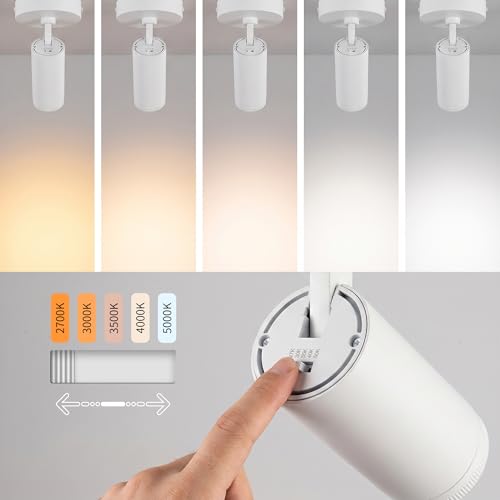 Image of mirrea 5-Color Zoomable Indoor Spot Lights,LED Ceiling Spotlight Lighting Fixtures for Room and Hallway,Accent Light for Gallery,White Directional Lamp for Home,2700-5000K,15-45,CRI90+,Pack of 3
