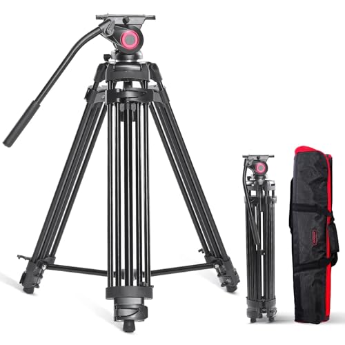 Trépied fluide MTT605A HUIOP en alliage d'aluminium pliable de 66,9 pouces pour appareil photo