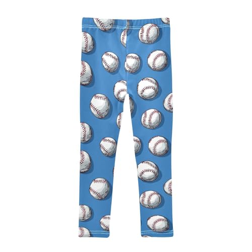 Girls Leggings Baseballs Blue Soft Toddler Leggings for Girls Kids Pants Size 4T-10T2